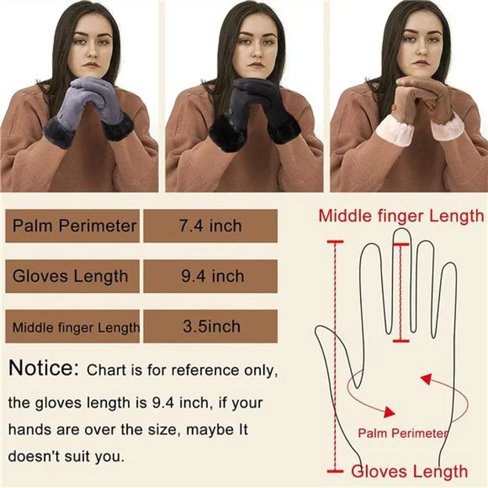 Winter Warm Touchscreen Glove Windproof Elastic Texting Black Gloves Women